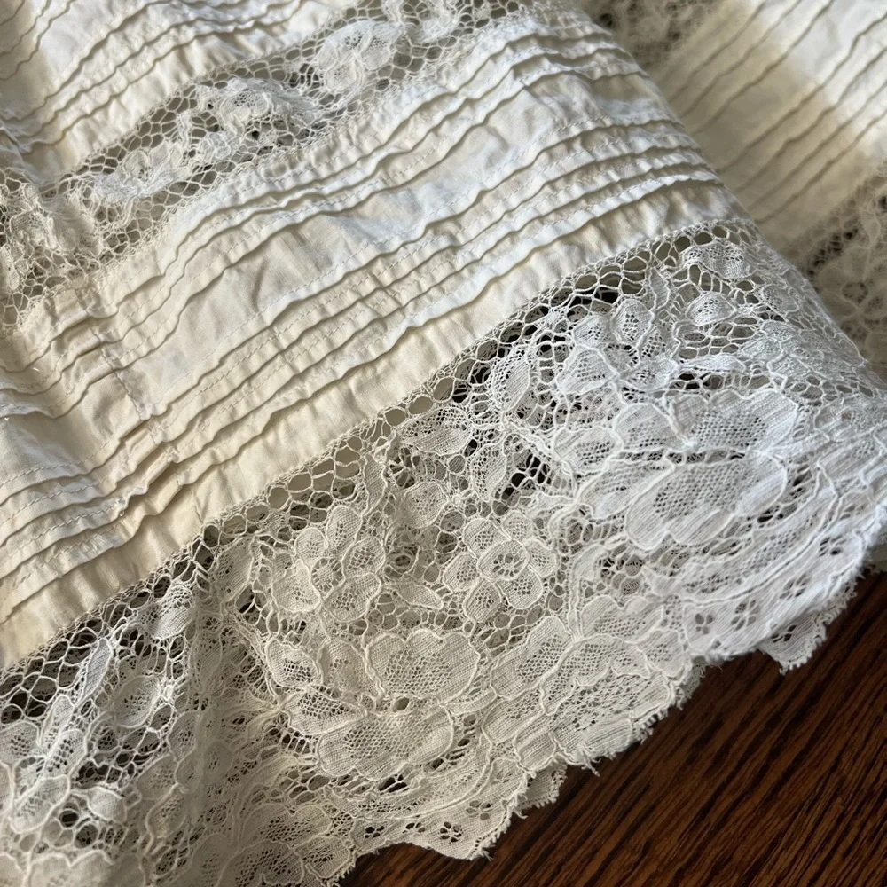 Antique Tiered Petticoat, Full Length Lace Skirt, Corset Waist - Picture 5 of 12